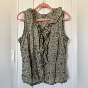 J Jill floral ruffle sleeveless button down blouse tank  adorable